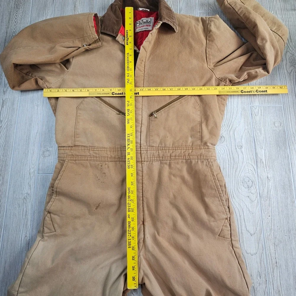 Walls Blizzard-Pruf Insulated Coveralls Mens XL Tall Brown Cotton Duck USA Made